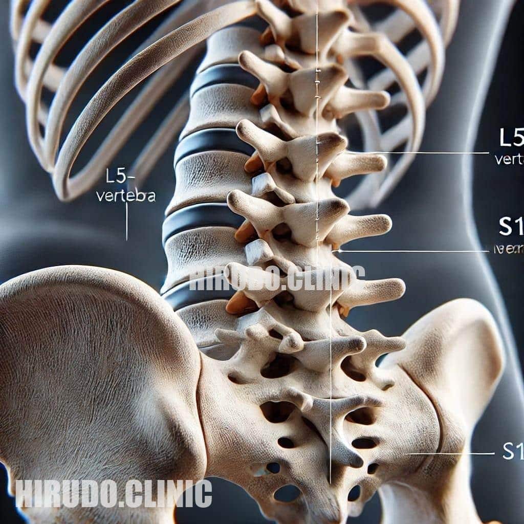 The L5-S1 DISC sits between the L5 and S1 VERTEBRAE, cushioning the lower back and enabling FLEXIBILITY and MOVEMENT. Degeneration or damage here often causes LOWER BACK PAIN and SCIATICA. LEECH THERAPY effectively reduces inflammation, improves circulation, and alleviates pain.